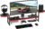 Monitor Stand for Desk,Wood and Steel Monitor Stand Riser with Side Storage shelf,Height Adjustable Computer Monitor Stand for Computer/Laptop/PC/Printer, Black+Red