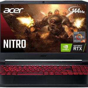 Acer Nitro 5 AN515-45-R21A Gaming Laptop, AMD Ryzen 5 5600H Hexa-Core Processor | NVIDIA GeForce RTX 3060 Laptop GPU | 15.6″ FHD 144Hz IPS Display | 16GB DDR4 | 512GB NVMe SSD | WiFi 6 | BL Keyboard