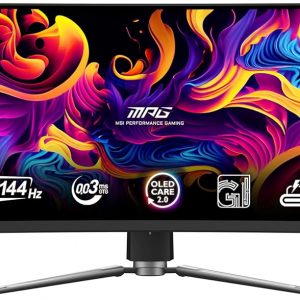 MSI MPG 491CQP QD-OLED, 49 Curved OLED Gaming Monitor, 5120 x 1440 (DQHD), OLED 0.03ms Response time, 144Hz, True Black HDR 400, HDMI, DP Port, USB Type C, Tilt, Height