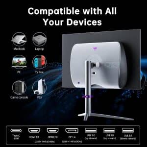 KTC 27-inch OLED Gaming Monitor QHD 2560x1440P, 240Hz, 0.03ms GTG, 1.5M:1 Contrast Ratio, DisplayHDR True Black 400, 65W USB Type-C, Dual Speakers, Comes with Type-C, HDMI & DP Cables Included