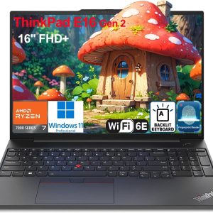 Lenovo ThinkPad E16 G2 16" FHD+ Business Laptop Computer, AMD Octa-Core Ryzen 7 7735HS (Beat i7-1355U), 64GB DDR5 RAM, 1TB PCIe SSD, WiFi6E, Backlit KB, Fingerprint Reader, Windows 11 Pro, Vent-Hear