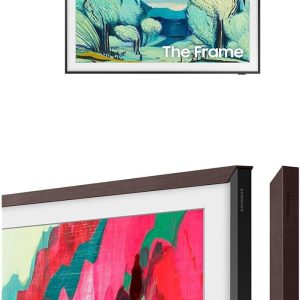 SAMSUNG 65-Inch The Frame 4K QLED Smart TV (2025 Model) with Modern Brown Customizable Bezel Bundle