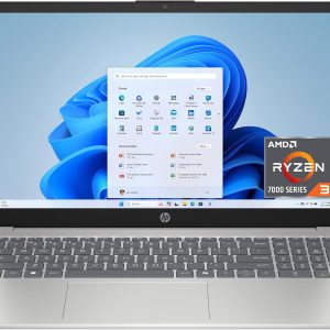 HP 15.6 inch Laptop, HD Touchscreen Display, AMD Ryzen 3 7320U, 8 GB RAM, 256 GB SSD, AMD Radeon Graphics, Windows 11 Home, Natural Silver, 15-fc0399nr