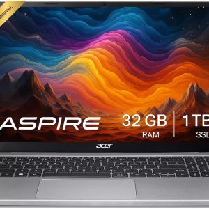 Acer Aspire 3 Premium Laptop: 15.6" FHD Display | Backlit Keyboard | AMD Ryzen 5 7430U CPU | 32GB RAM | 1TB SSD | | Fast Wi-Fi 6 | Webcam | Copilot AI Chat | Windows 11 Pro