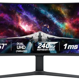 Samsung 57" Odyssey Neo G9 (G95NC) Series Dual 4K UHD 1000R Curved Gaming Monitor, 240Hz, 1ms with DisplayPort 2.1, Quantum Mini-LED, DisplayHDR 1000, AMD FreeSync Premium Pro, LS57CG952NNXZA