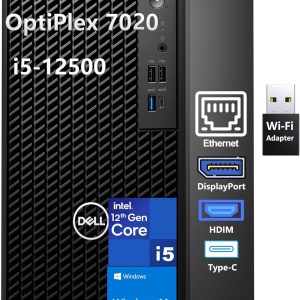 Dell OptiPlex 7020 Desktop Computers, 7000 Tower PC, Intel 6-Core i5-12500, 32GB DDR5 RAM, 1TB PCIe SSD, DVDRW, WiFi Adapter, RJ-45, HDMI, DisplayPort, KB and Mouse, Windows 11 Pro