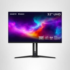 GIGABYTE – AORUS FO32U2-32 QD OLED Gaming Monitor – UHD 3840×2160-240Hz – 0.03ms GTG – AMD FreeSync Premium Pro – Type C KVM – HDMI, DP, Type C – Height Adjustable – Black