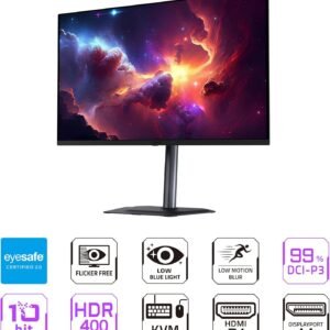 GIGABYTE – MO32U – 32″ QD-OLED Gaming Monitor – UHD 3840×2160-165Hz – 0.03ms GTG – AMD FreeSync Premium Pro – Type C KVM – HDMI, DP – Height Adjustable – Black
