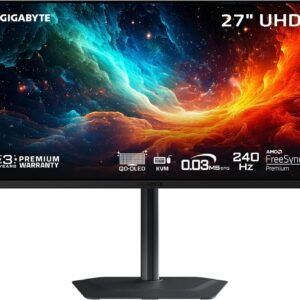 GIGABYTE - MO27U2-27 QD-OLED Gaming Monitor - UHD 3840x2160-240Hz - 0.03ms GTG - AMD FreeSync Premium Pro, G-SYNC Compatible - Type C KVM - HDMI, DP, Type-C - Height and Tilt Adjustable - Black