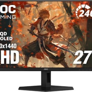 AOC Q27GAZD 27″ QD OLED Gaming Monitor, QHD 2560 x 1440, 240Hz 0.03ms, HDMI 2.0 x1, Display Port x1, G-Sync Compatible, Console Gaming Ready, 3-Year Zero-Bright-Dot