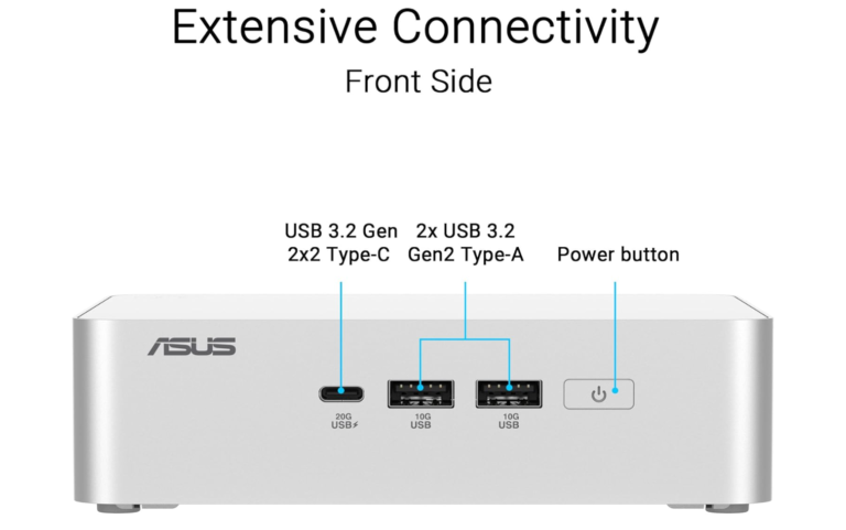 ASUS NUC 15 Pro+ Barebones Mini PC with Intel Series 2 Core Ultra 7 255H, up to 96GB DDR5 RAM, Dual Storage, Thunderbolt™ 4, Wi-Fi 7 & Bluetooth 5.4, Toolless Silver Aluminum Chassis, with VESA Mount