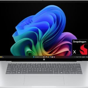 HP OmniBook 3 14 inch Next Gen AI PC, 2K Display, Snapdragon X X1-26-100, 16 GB RAM, 512 GB SSD, Qualcomm Adreno GPU, Windows 11 Home, Glacier Silver, 14-hz0099nr