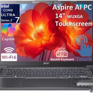 Acer 2026 Aspire AI Laptop for Business & Creators | Intel Core Ultra 7 258V, 32GB RAM, 1TB SSD, 14" FHD Touchscreen, Backlit KB, USB-C HUB, Lifetime Office 365, Long Battery Life, Windows 11 H, Gray